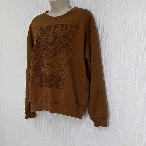 Cold Crush - Wild And Free Bald Eagle Graphic Brown Long Sleeve Sweatshirt Large - Picture 4 of 7